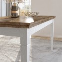 Uitschuifbare klassieke eettafel 160-240x90 cm in wit en eikenhout Guilhem Aanbod
