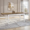 Uitschuifbare klassieke eettafel 160-240x90 cm in wit en eikenhout Guilhem Aanbieding
