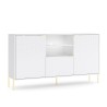 Modern wit 3-deurs dressoir met LED-verlichting voor woonkamer en keuken Sandani Korting