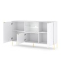 Modern wit 3-deurs dressoir met LED-verlichting voor woonkamer en keuken Sandani Kortingen