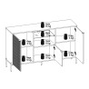 Modern wit 3-deurs dressoir met LED-verlichting voor woonkamer en keuken Sandani Catalogus
