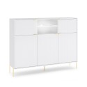 Hoge moderne witte en gouden kast 155,9x42x125,8 cm Breteny Verkoop