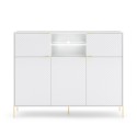 Hoge moderne witte en gouden kast 155,9x42x125,8 cm Breteny Aanbod