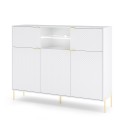Hoge moderne witte en gouden kast 155,9x42x125,8 cm Breteny Korting
