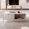 Salontafel met deurtjes en open vakken wit goudkleurig 104,1x59,6x41,6 cm Oviedo Aanbieding