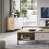Modern eikenhouten dressoir 120 cm met witte deur en 3 witte laden Gwen Verkoop
