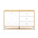 Modern eikenhouten dressoir 120 cm met witte deur en 3 witte laden Gwen Aanbod