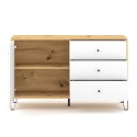 Modern eikenhouten dressoir 120 cm met witte deur en 3 witte laden Gwen Kortingen