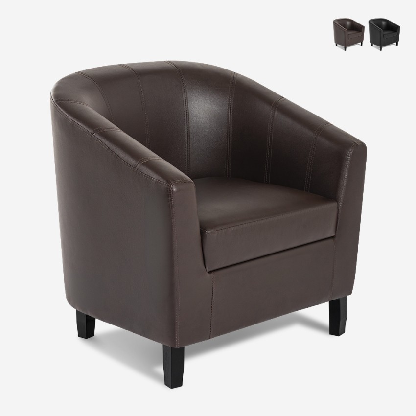 Klassieke elegante kunstleren kuipfauteuil Cookie Aanbieding