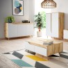 Modern houten dressoir 140 cm met 3 witte deuren in Scandinavische stijl Talon Kortingen