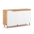 Modern houten dressoir 140 cm met 3 witte deuren in Scandinavische stijl Talon Aanbieding