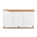 Modern houten dressoir 140 cm met 3 witte deuren in Scandinavische stijl Talon Aanbod