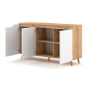 Modern houten dressoir 140 cm met 3 witte deuren in Scandinavische stijl Talon Korting