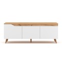 Modern Scandinavisch design houten tv-meubel 140 cm met 3 mat witte deuren Muriel Korting