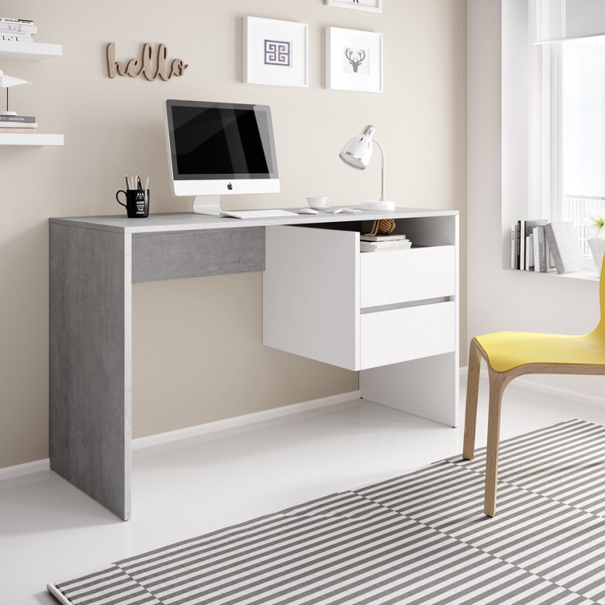 Modern witen grijs design bureau met 2 lades Riley Aanbieding Modern witen grijs design bureau met 2 lades Riley Aanbieding
