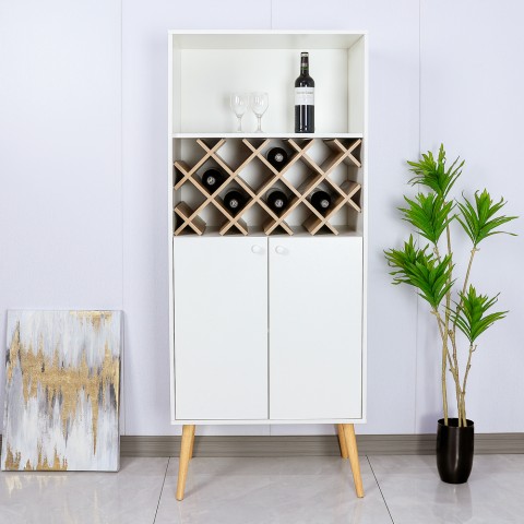 Wijnkast dressoir in Scandinavische stijl met 2 deuren 69x36x165 cm Ulbster Aanbieding