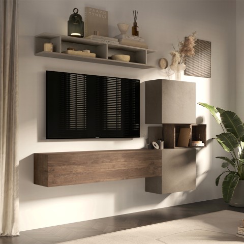 Moderne zwevende wandmeubel met tv-meubel voor woonkamer Infinity 3A Aanbieding
