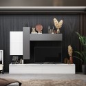 Moderne witte en grijze wandmeubelset voor woonkamer, design Infinity 07 Aanbieding