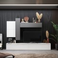 Moderne witte en grijze wandmeubelset voor woonkamer, design Infinity 07 Aanbieding