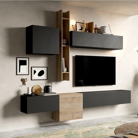 Zwevende wandmeubel modern design grijs hout Infinity 12A Aanbieding