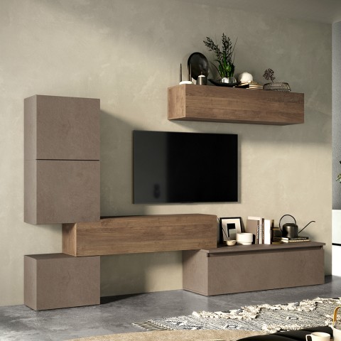 Moderne zwevende tv-kast houten grijs zwart Infinity 16 Aanbieding