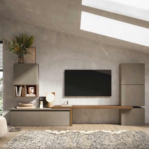 Moderne grijze en zwarte tv-wandmeubel Infinity 18 voor de woonkamer Aanbieding
