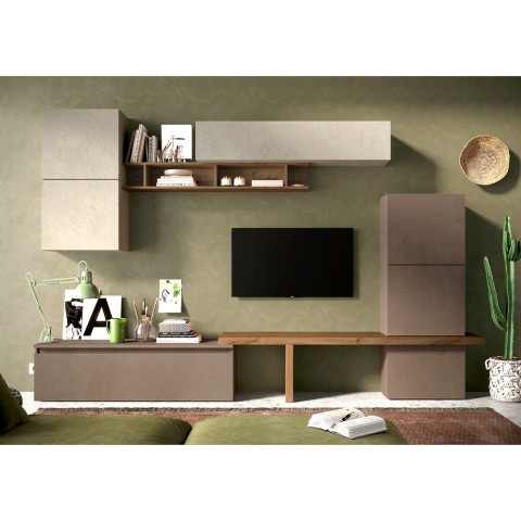 Moderne wandmeubel tv-kast wit grijs hout Infinity 19 Aanbieding