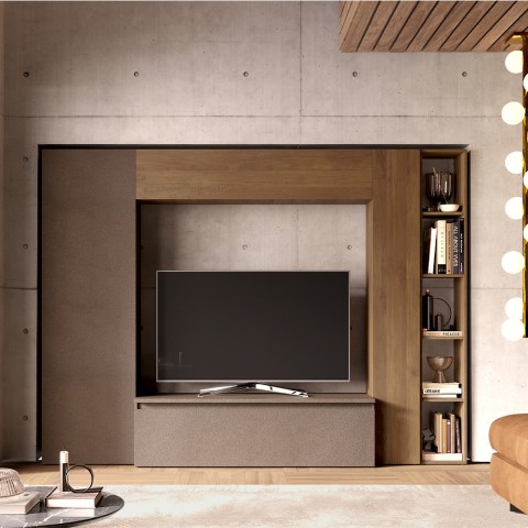Moderne wandmeubel voor woonkamer met boekenkast en tv-meubel Infinity 09 Aanbieding