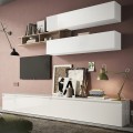 Moderne witte wandmeubelset woonkamer met tv-meubel en plank Infinity 21 Aanbieding