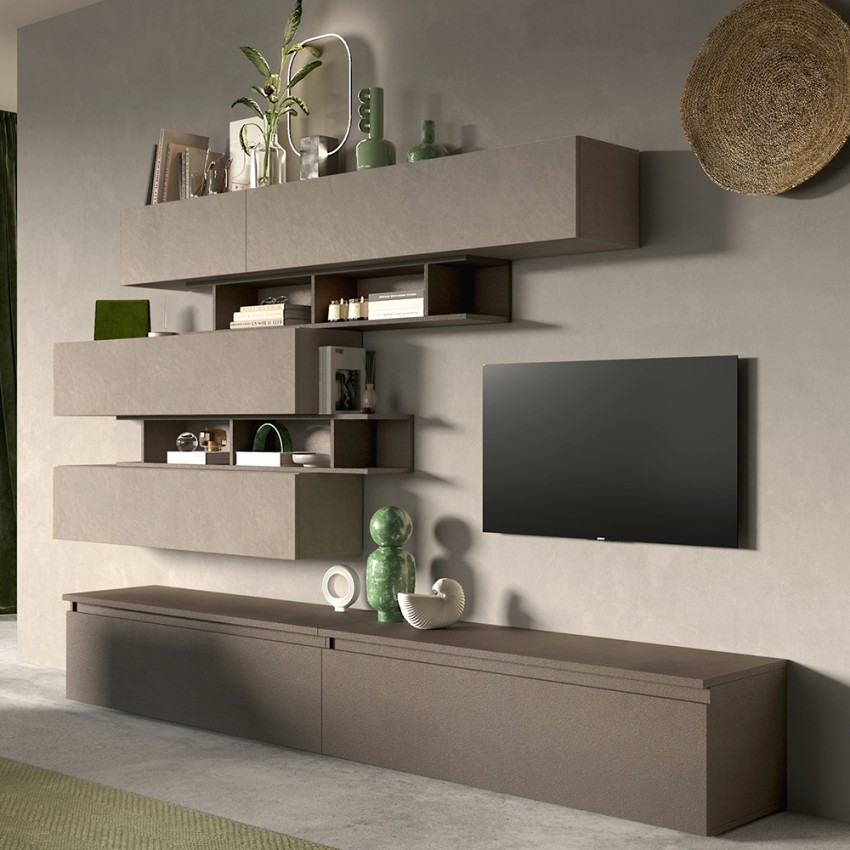 Wandmeubel woonkamer tv plankjes hout zwevende meubels Infinity 26 Verkoop