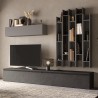 Moderne wandmeubel met grijze boekenkast en zwart tv-meubel Infinity 30 Aanbieding