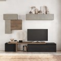 Moderne tv-wandmeubel zwart hout zwevende kasten grijs Infinity 34 Aanbieding