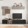 Moderne tv-wandmeubel zwart hout zwevende kasten grijs Infinity 34 Aanbieding