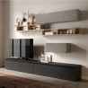 Moderne grijze tv-wandmeubel met houten planken Infinity 39 Verkoop