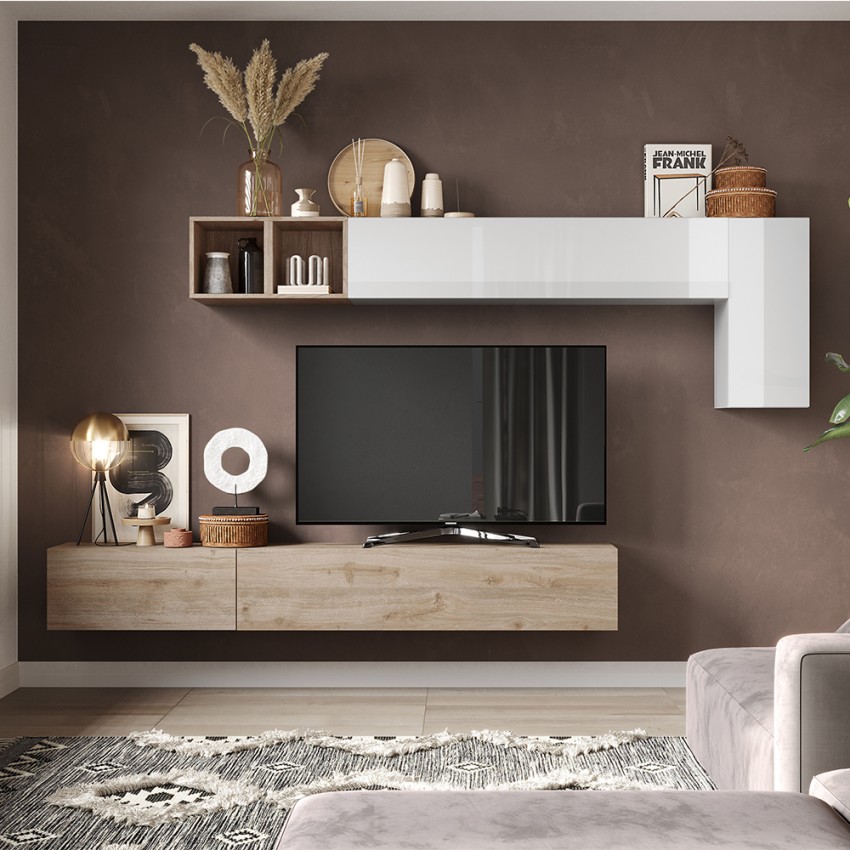 Moderne zwevende wandmeubel tv-kast hout design Infinity 41 Aanbieding Moderne zwevende wandmeubel tv-kast hout design Infinity 41 Aanbieding