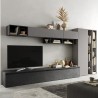 Moderne grijze tv-wandmeubel met boekenkast en zwevende kastjes Infinity 43 Aanbieding