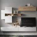 Moderne zwevende tv-wandmeubel met houten plank Infinity 44 Aanbieding