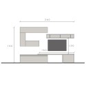 Moderne grijze tv-wandmeubel met witte hangkasten Infinity 40 Verkoop