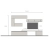 Moderne grijze tv-wandmeubel met witte hangkasten Infinity 40 Verkoop