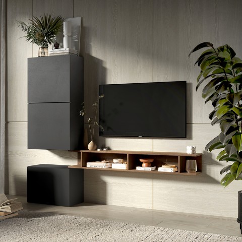 Moderne design wandmeubel zwevende tv-kast in hout Infinity 51 Aanbieding