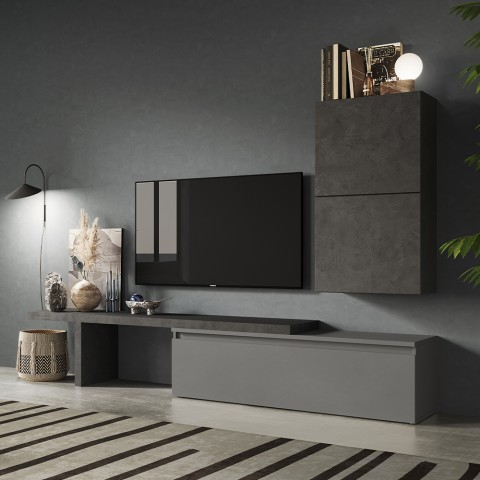 Moderne zwevende grijze tv-wandmeubelset Infinity 52 Aanbieding