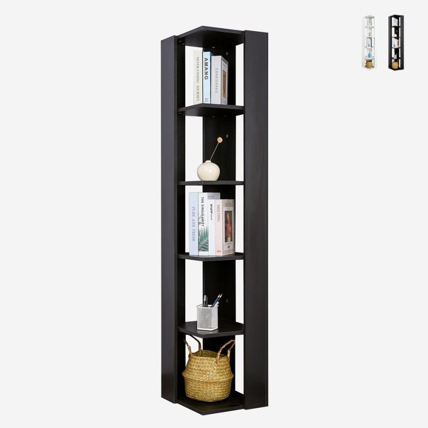 Moderne hoekboekenkast met 5 open vakken 34x34x161 cm Orkney Voorraad Moderne hoekboekenkast met 5 open vakken 34x34x161 cm Orkney Voorraad