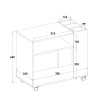 Lage bureaukast met wielen 70x36x60 cm Wick Afmetingen