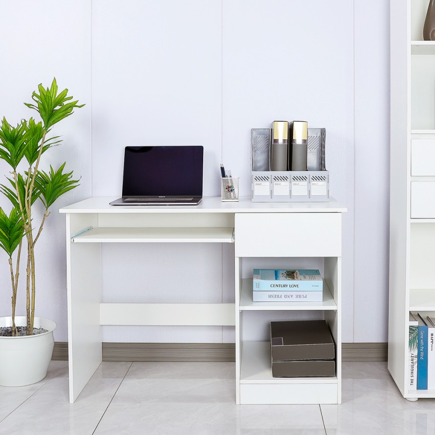 Ruimtebesparend bureau met open vakken en lade 108x48x76,5 cm Elphin Light Aanbieding Ruimtebesparend bureau met open vakken en lade 108x48x76,5 cm Elphin Light Aanbieding
