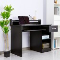 Ruimtebesparend zwart bureau met lade en uitschuifbaar blad Drums Dark Aanbieding