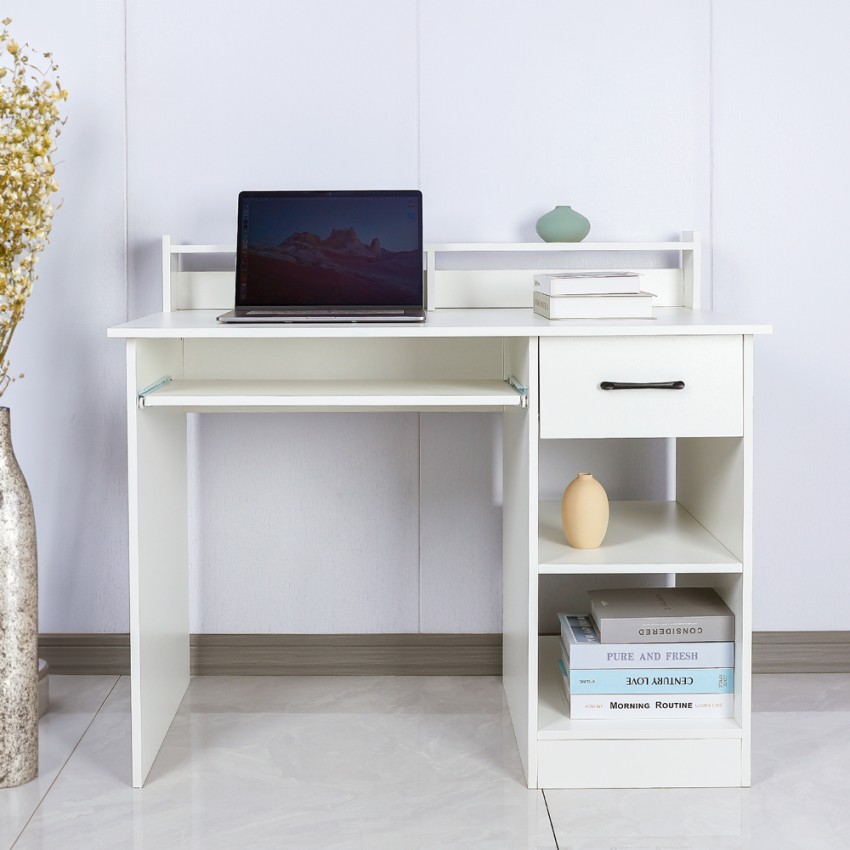 Wit ruimtebesparend bureau met uitschuifbaar blad 105,5x56x90 cm Drums Light Aanbieding Wit ruimtebesparend bureau met uitschuifbaar blad 105,5x56x90 cm Drums Light Aanbieding