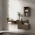 Moderne wandgemonteerde halbank ruimtebesparend in grijs hout Infinity 61 Aanbieding