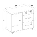 Ladekast voor kantoor met wielen 80x40x66 cm Harris Afmetingen