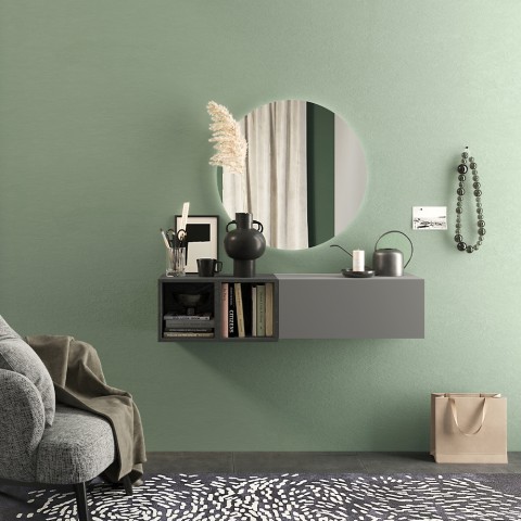 Moderne zwevende halmeubel grijs-wit glanzend Infinity 56 Aanbieding
