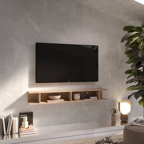 Moderne houten wandplank Infinity 50 voor hal, tv-meubel Aanbieding